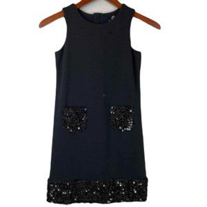 Land's End Kids Girls Black Sleeveless Sequin T-Shirt Jumper Dress Size 6X-7